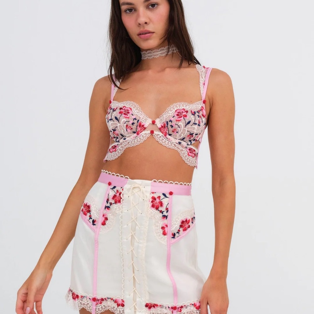 For Love & Lemons Festival Rose Bra + Skirt Set